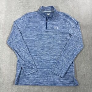 Under Armour HeatGear Mens Large Blue Quarter 1/4 Zip‎ Pullover Shirt